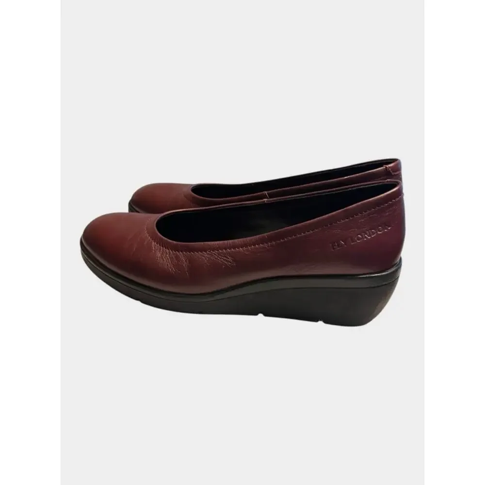 FLY LONDON Burgundy Leather Platform Wedge Flats Size 39 / US 8–8.5